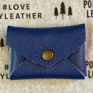 Molino Blue Daisy Wallet Portland Leather Blue Credit Card Holder Coin Purse NEW